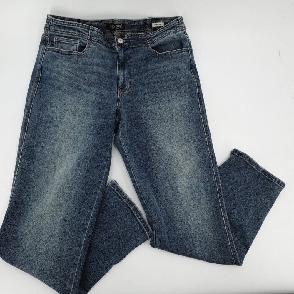 Judy Blue Jeans Womens 11 Blue Boyfriend Stretch Cotton Denim Medium Wash